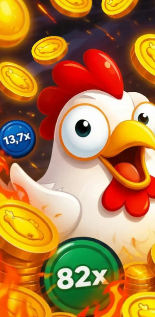 Schermata di Jumping Hen: la gallina salta un ostacolo mentre attraversa le corsie della strada, con il record in alto